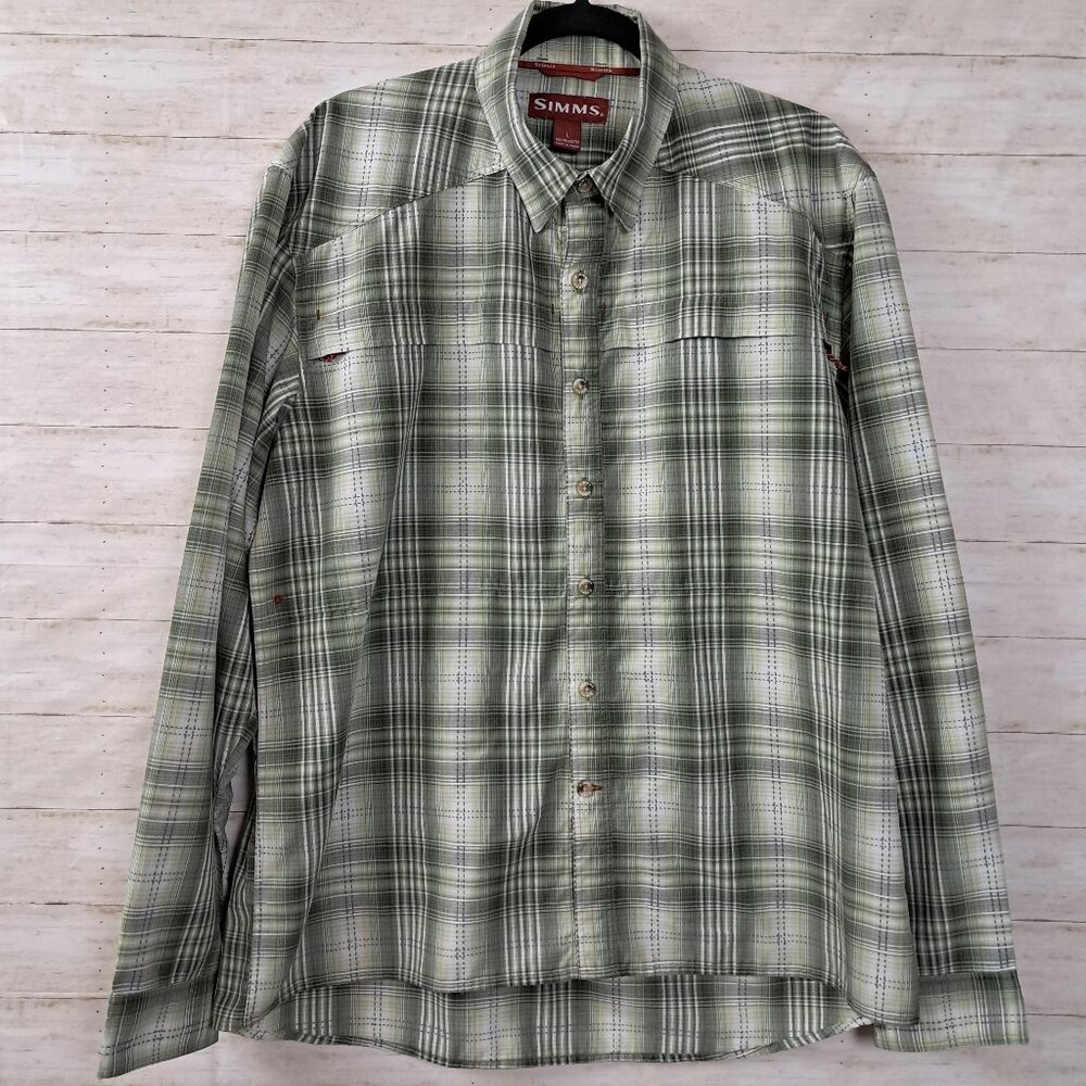 Simms Long Sleeve Plaid Fishing Shirt L